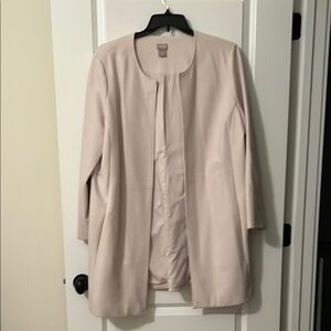 Chico's Cream Collarless Winter White Lined Coat
